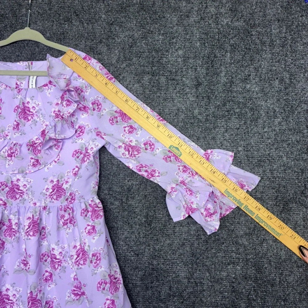 Janie and Jack Girls Purple Chiffon Floral Rose Ruffle Tiered Dress 8 Cottage